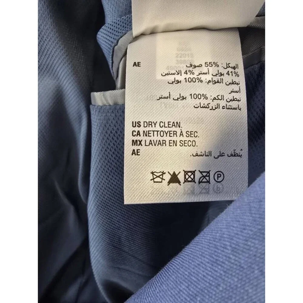 Bar III Slim-Fit Wool Blend Suit Jacket Men's 38L Light Blue Pockets Long Sleeve